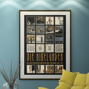 Die Nibelungen, Carl Otto Czeschka, Art Nouveau, Huge 24 x 36 inch poster, Norse Viking Mythology, Vintage Illustration 12x18 also available