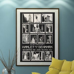 John Austen, art nouveau illustrations for Hamlet, 1922, Huge 24 x 36 inch poster, 12x18 also available, William Shakespeare&#39;s Hamlet