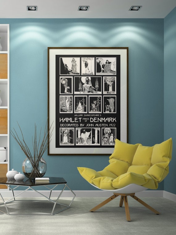 John Austen, art nouveau illustrations for Hamlet, 1922, Huge 24 x 36 inch poster, 12x18 also available, William Shakespeare's Hamlet