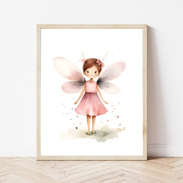 Fairy Nursery Wall Art, Fairy Garden Wall Art, Fairy Nursery Print, Girls Room Decor, Baby Girl Nursery, Watercolor Painting, Printable Art