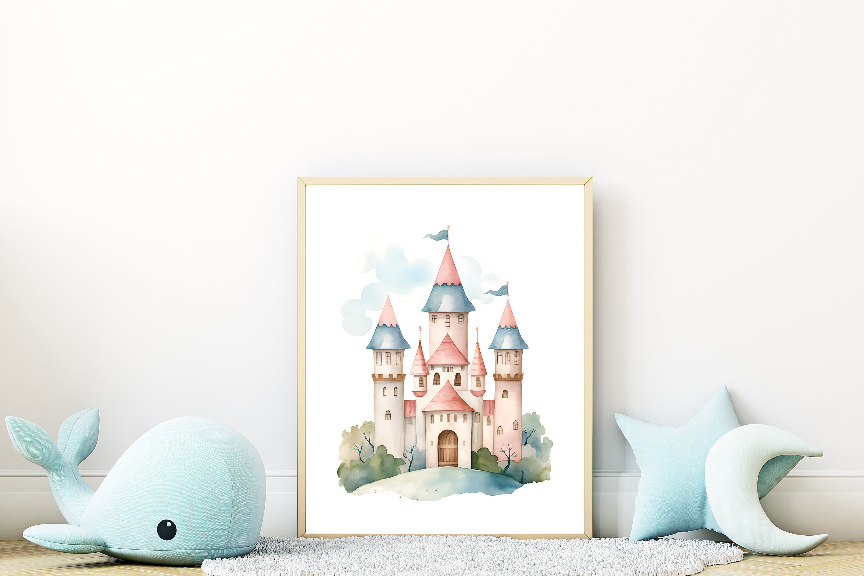 Castle Nursery Wall Art, Princess Castle Nursery Print, Kids Room Decor ...
