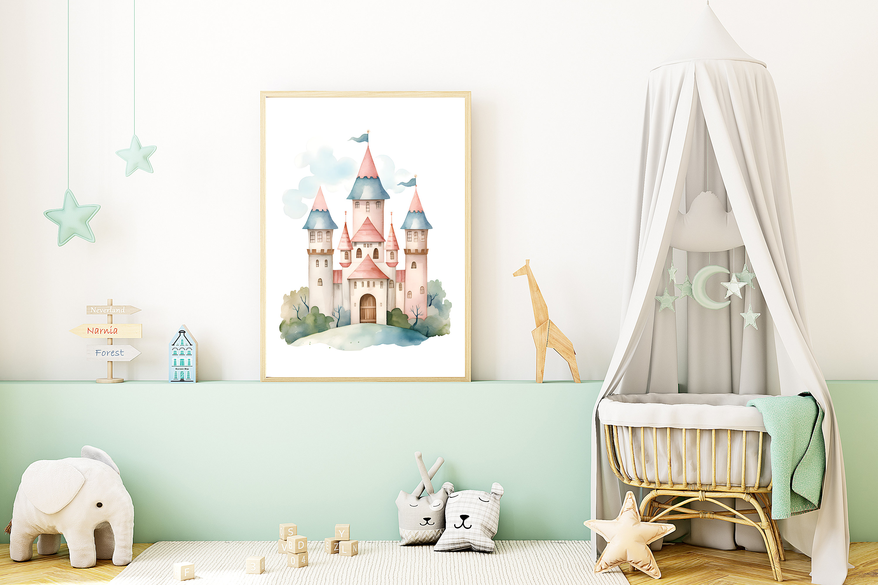 Castle Nursery Wall Art, Princess Castle Nursery Print, Kids Room Decor ...