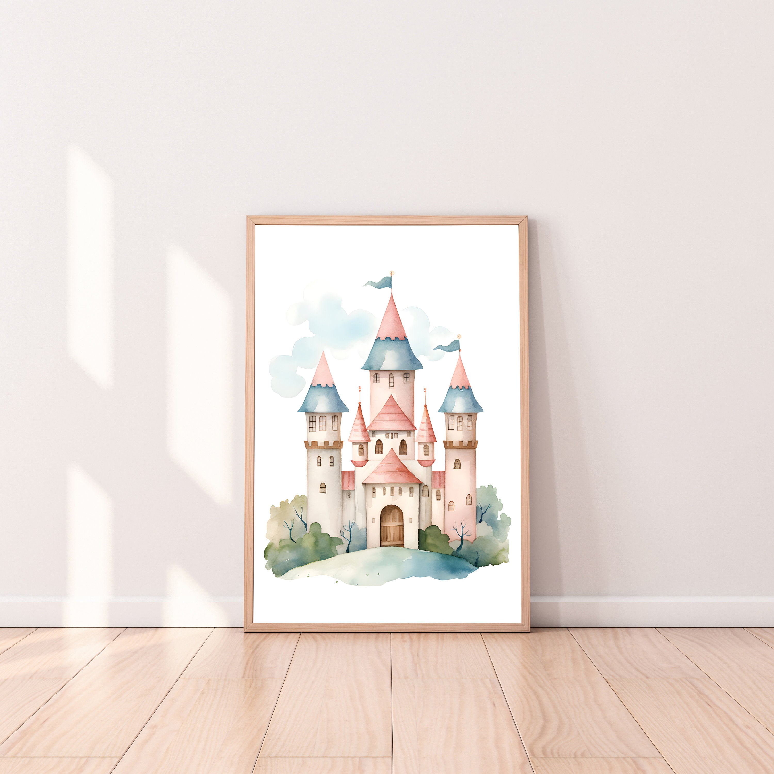 Castle Nursery Wall Art, Princess Castle Nursery Print, Kids Room Decor ...