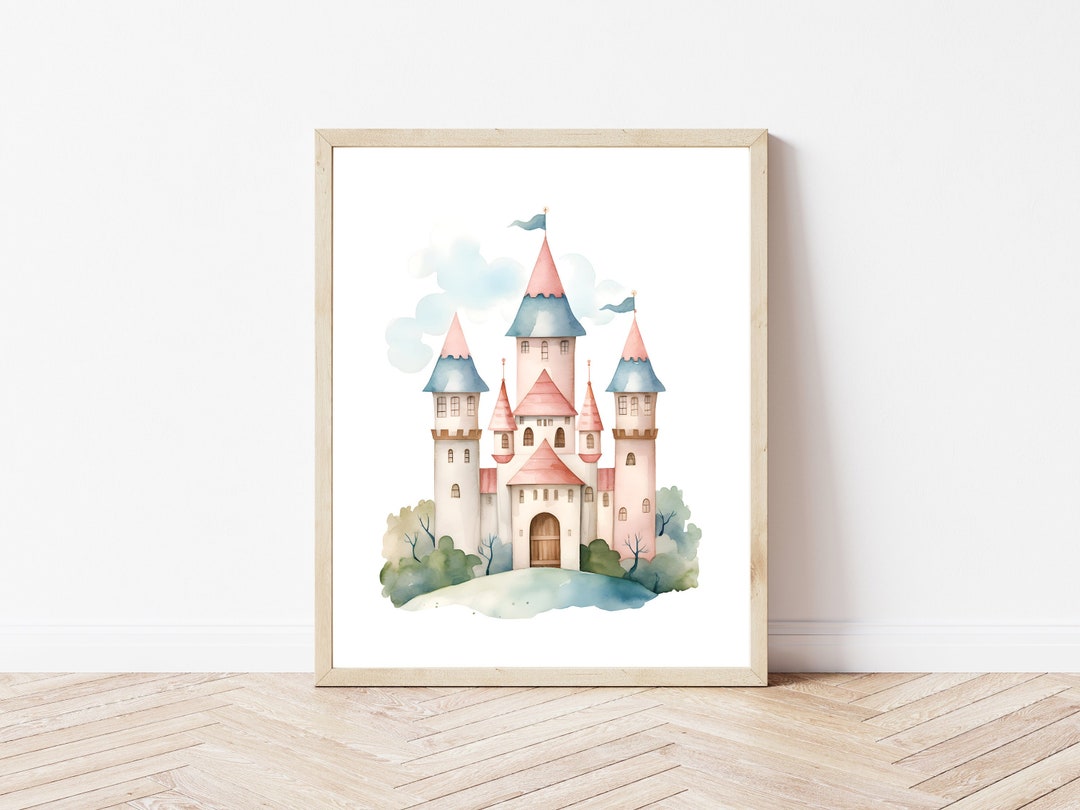 Castle Nursery Wall Art, Princess Castle Nursery Print, Kids Room Decor