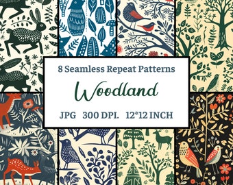 WOODLAND | Seamless Repeat Pattern | Commercial Use | jpg | 300dpi | 12*12 inch | Instant Download