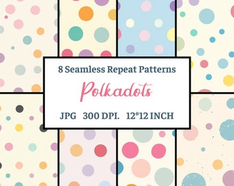 POLKADOTS | Seamless Repeat Pattern | Commercial Use | jpg | 300dpi | 12*12 inch | Instant Download