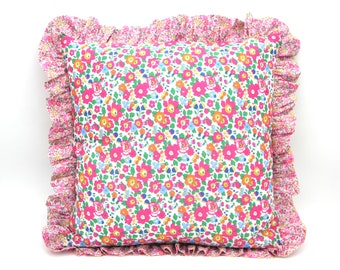 Liberty Print Cushion Cover with Contrast Ruffle (many prints and sizes available)