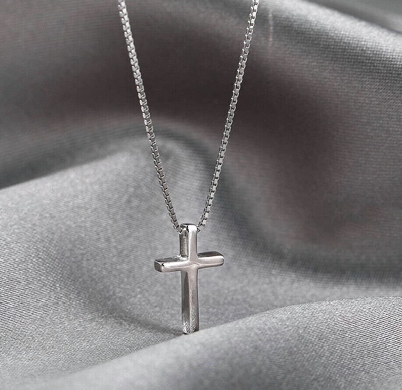 New women Tiny Cross Pendant 925 Sterling Silver Chain Necklace imagem 5