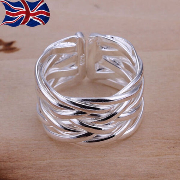 925 Sterling Zilver Verstelbare Ring Band Weave Duim Vinger Ringen, open ring, Ringen voor vrouwen,