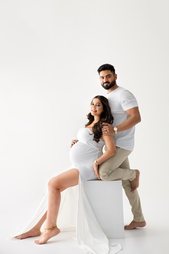 elegant maternity dresses Plus Size Ruffled Elegant Sleeveless Maternity Gown For Photo shoot 26W / N257