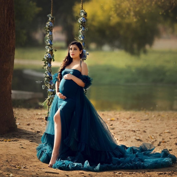 Robe De Maternité Gris Clair Taille L - Neuve Sans étiquettes (Style Fit & Flare, Longue)