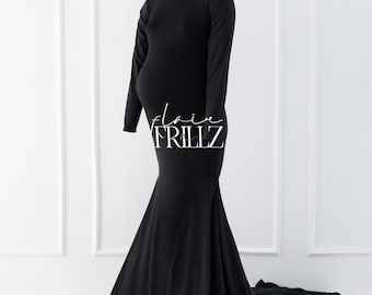 black dress embroidery Maternity Henley Bodycon Maxi Dress main image 0