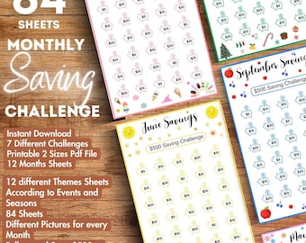 Monthly Savings Challenge Printable: 12-Month Budget Planner (Digital Download)