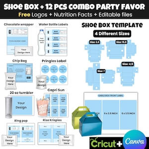 Party favor bundle, Party favor templates, Chip bag Template , Party Favors , Capri Sun Labels , Ring Pop , Chocolate Bar Wrappers