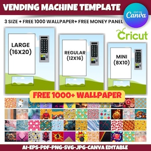Vending Machine Template | Edit In Canva Template | 8X10 12X16 16X20 | Graduation Box | Diy Vending Machine | Editable Vending Machine, SVG