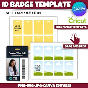 Customizable ID Badge Template, Canva Editable Badge, Printable Staff Badge, Name Badge, office Badge, Blank ID Template, Instant Download