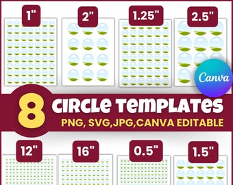 Bundel cirkellabelsjabloon: afdrukbare ronde labels, canvasframes (digitale download)