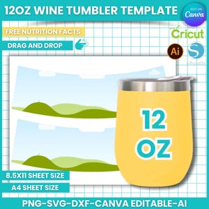 12 Oz Wine Tumbler Template, Wine Tumbler Sublimation, 12 oz wine tumbler Full Wrap Template, Wine Tumbler Template, Wine mug template