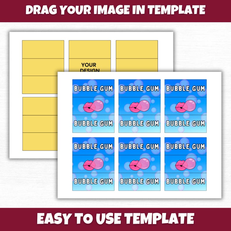 5 Gum Wrapper Template: Canva Editable, Drag & Drop (digital Download ...