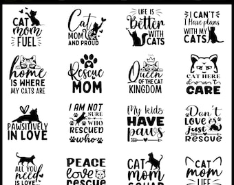 Pacchetto SVG di gatti: divertenti citazioni sui gatti per Cricut e Silhouette (download digitale)