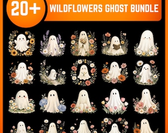Wildflowers Ghost PNG | Spooky Season PNG | Ghost Lover Design | Spooky Floral Ghost | Botanical Ghost | Preppy Fall PNG | Halloween Ghost