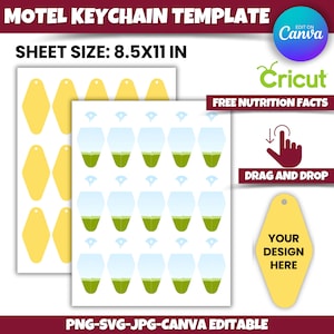 Motel Keychain Template: Canva Frame, SVG, Cricut (PDF)