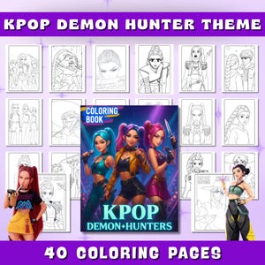 Demon Hunters kpop Coloring Pages | 40 K-pop coloring book for kids | Demon Hunters Characters | coloring sheets kids | Digital Download