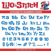 Lilo And Stitch Font Svg Files, Lilo and Stitch Alphabet Letters and Numbers  Dxf Eps Png Clipart, Vector, Cricut Cut File