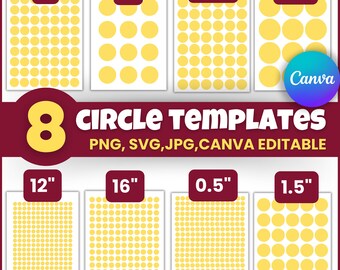 Bundel cirkellabelsjabloon: SVG, png, bewerkbaar canva (digitale download)