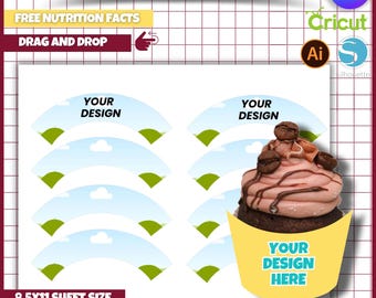 Modello per involucri per cupcake: decorazioni fai da te per feste (SVG, PNG, Canva)