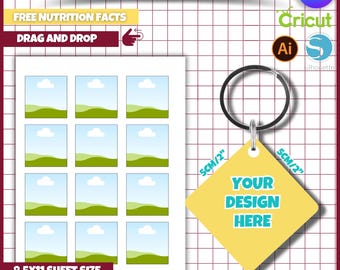 Square Keychain Template: Sublimation Design, Canva & Cricut (Digital Download)