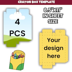 Crayon Box Template Bundle: 5 Sizes, Party Favor SVG, Canva Editable - Etsy