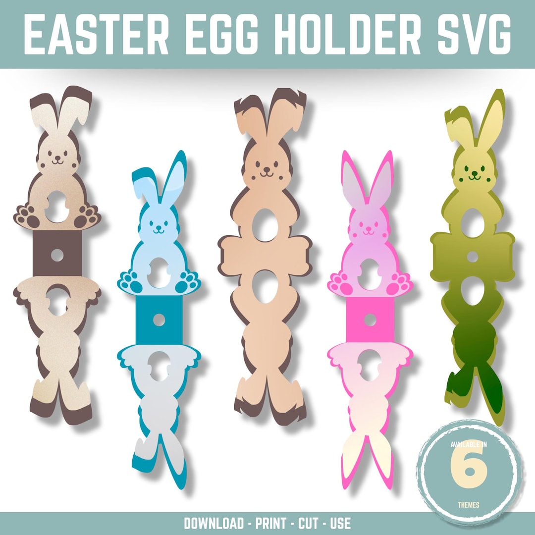 Bunny Easter Egg Holder SVG: Glowforge Laser Cut File (holds 6 Eggs) - Etsy
