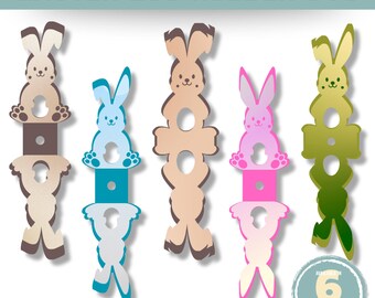 Bunny Easter Egg Holder SVG: Glowforge Laser Cut File (Holds 6 Eggs)