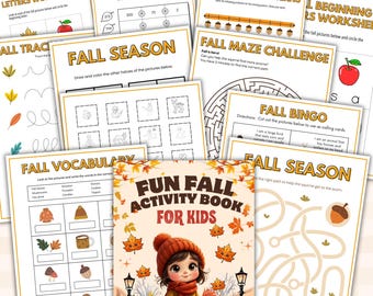 100+ Fall Kids Activities, Fall Printable Activity, Activity Sheets Bundle, Coloring Pages, Word Search, Word Find, Games, Digital Download