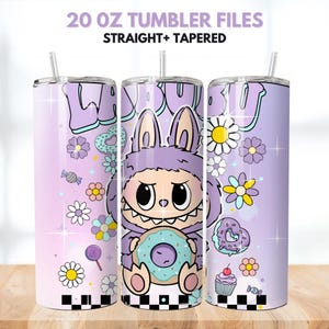 Labubu 20oz Skinny Tumbler, Labubu 20 oz Tumbler Wrap, Cartoon Characters 20oz Tumbler Png, Straight Tapered 20oz Wrap Instant Download
