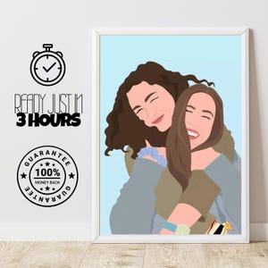 Bestie's birthday Portrait painting, Custom Faceless Portrait, Family Portrait, Custom Illustration, Girlfriend Gift , Personalised Portrait