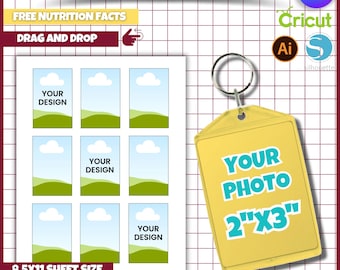 2x3 Acrylic Photo Insert Keychain Template: Canva Editable (SVG)