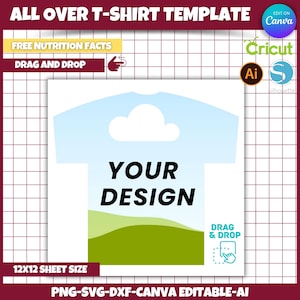 All Over T-Shirt Template Canva All Over T-shirt Template T-Shirt Sublimation Blank Template Drag Drop T-Shirt Template DIY T-Shirt Template