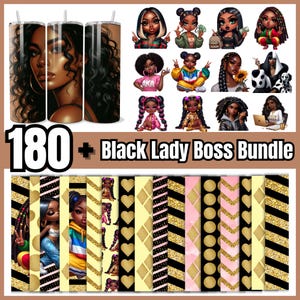 Black Lady Boss PNG Clipart Bundle: Afro Women Designs (Digital Download)