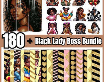 Black Lady Boss PNG Clipart Bundle: Afro Women Designs (Digital Download)