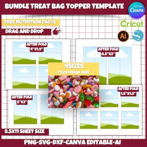 Treat Bag Toppers Bundle, Treat Bag Topper Svg, Canva Editable Treat Bag Topper Template, Canva Editable Template, Party favor Templates