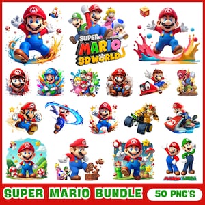 50+ bundle PNG di personaggi di videogiochi per PNG e sublimazione, ispirati al mondo 3D, oltre 50 file, clipart di videogiochi, font di personaggi, file PNG