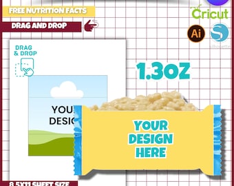 1.3oz Rice crispy Template, Bar wrapper Template, Snack Wrap Label, Drag and Drop, Canva editable Template, Sublimation Template, Svg