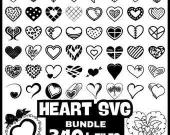 Pacote com mais de 340 corações SVG: designs de rabiscos desenhados à mão (download digital)