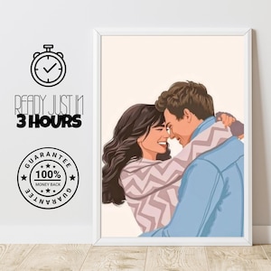 Custom Faceless Portrait, Couple Portrait, Family Portrait, Engagement Photo Painting, Custom Illustration, Gift For Boyfriend Girlfriend