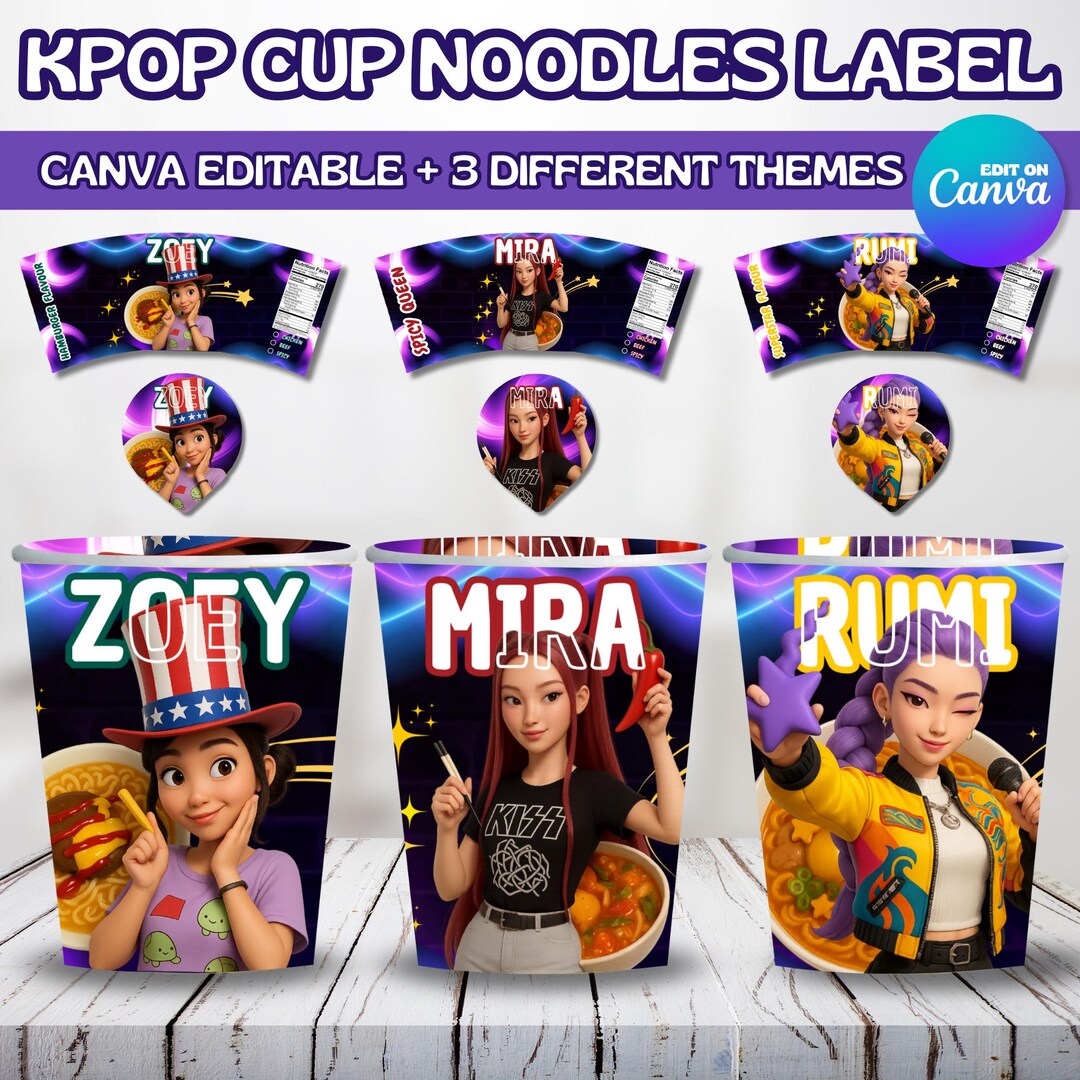 Kpop Demon Hunters, Cup Noodle Labels Ramyeon, Cosplay Party