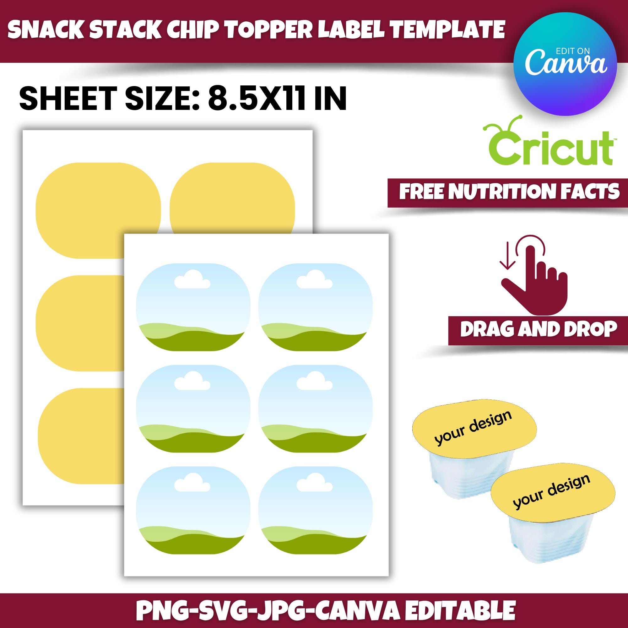 Snack Labels Printable Snack Stack Chip Topper Label Template: Editable Canva Design (digital ...
