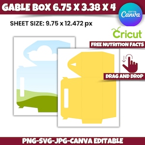 K&ouml;nnte beinhalten: Eine druckbare Vorlage f&uuml;r eine Klappbox mit einem Himmel- und Grasdesign. Die Box ist 17,1 cm x 8,6 cm x 10,2 cm gro&szlig;. Die Blattgr&ouml;&szlig;e betr&auml;gt 24,8 cm x 31,7 cm. Die Vorlage ist in Canva bearbeitbar.