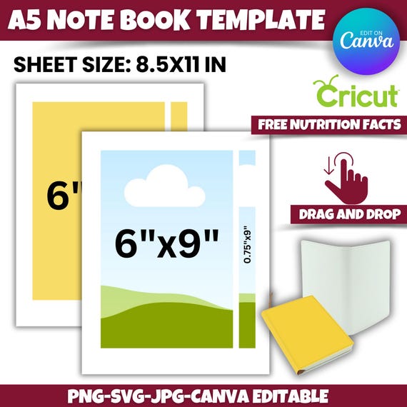 A5 Journal Template: Printable Canva, Cricut, Silhouette (Digital Download)